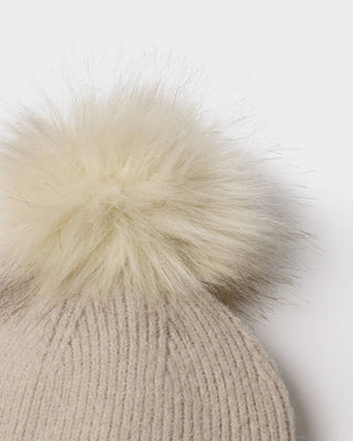 Katie Loxton Whipstitch Pom Pom Knitted Hat - Taupe
