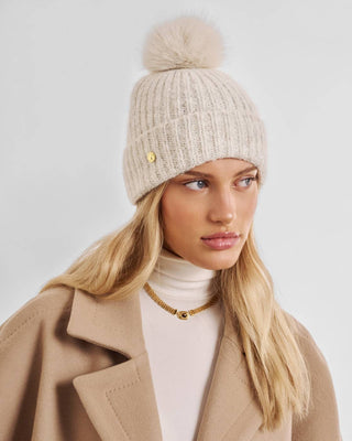 Katie Loxton Sequin Soft Knit Hat - Creme
