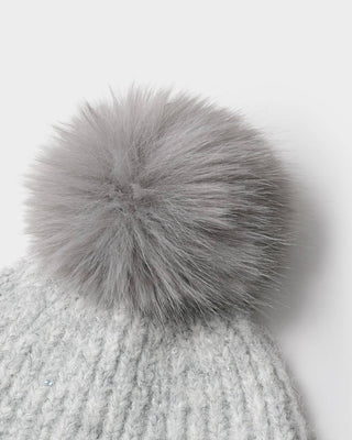 Katie Loxton Sequin Soft Knit Hat - Light Grey