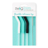 Swig Life White/Aqua/Black Reusable Straw Set (Fits 40 oz Mega Mug)