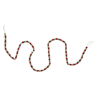 72" Red/Green/Pink Wool Felt Ball Garland