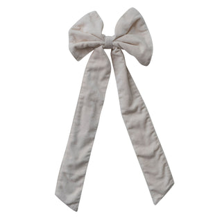 Cream Cotton Velvet Clip-On Bow