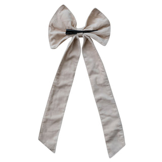 Cream Cotton Velvet Clip-On Bow