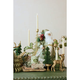 10.5" Green & Gold Plastic Bottle Brush Tree w/ Urn Base