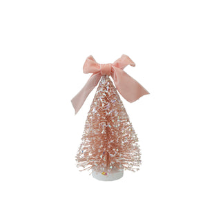 8" Pink Bottle Brush Tree with Bow