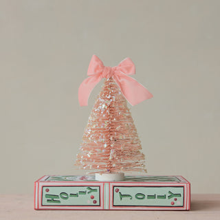 8" Pink Bottle Brush Tree with Bow