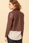 Chocolate Faux Leather Biker Jacket