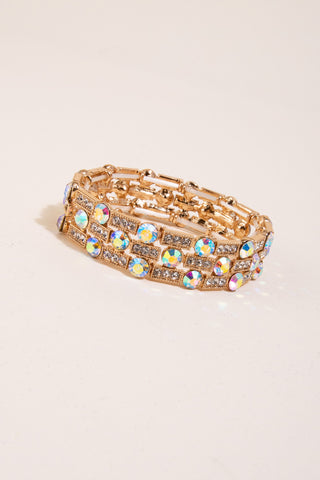 Gold/AB Stone Stretch Bracelet