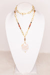 Long Chain/Beaded Large Stone Pendant Necklace