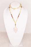Long Chain/Beaded Large Stone Pendant Necklace