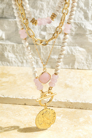 Rose Quartz Stone Beaded Necklace
