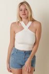 Clothing - Top Ivory Cross Neck Halter