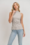 Clothing - Top Sand Mock Neck Sleeveless