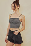 Kan Can Faded Black High Rise Mom Shorts