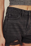 Kan Can Faded Black High Rise Mom Shorts