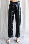 Clothing - Pants Black Faux Leather Belted Waist