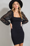 Black Sequin Sleeve Bodycon Dress