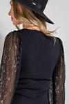 Black Sequin Sleeve Bodycon Dress