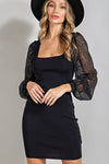 Black Sequin Sleeve Bodycon Dress