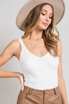 White Ribbed Fitted Tank