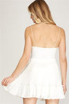 Off White Pleated Satin Mini Skirt -Size S