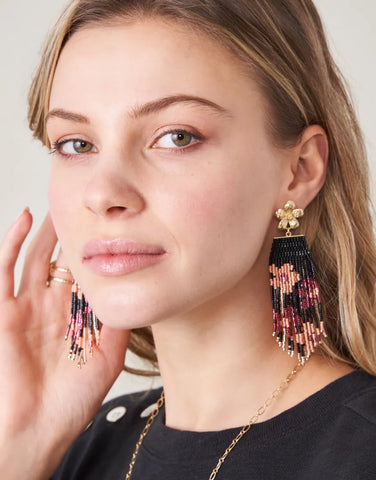 Spartina 449 Bitty Bead Earrings - Black Floral Stems