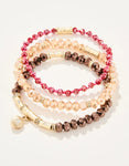 Spartina 449 Sparkle Stretch Bracelet Stack - Pink/Brown