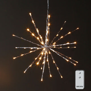 18" Silver Starburst w/ 80 Warm White Lights & Remote
