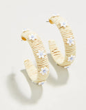 Spartina 449 Daisy Straw Hoop Earrings Natural