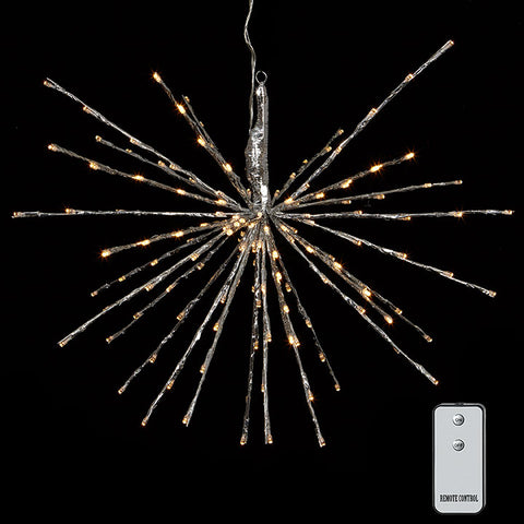 23" Silver Starburst w/ 150 Warm White Lights and Remote