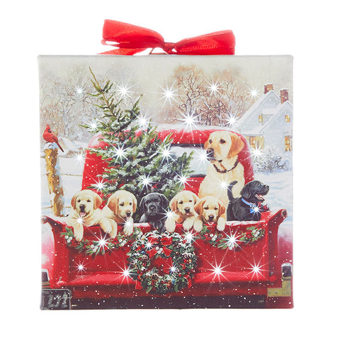 Christmas - Ornament 6" Canvas Labradors in Truck