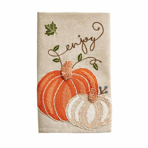 Fall Decor - Mudpie Enjoy Embroidered Pumpkin Towel