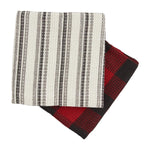 Mudpie Black Stripe / Red Check Dish Towel Set