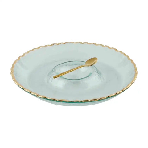 Home Decor - Tabletop Gold Edge Chip & Dip Plate