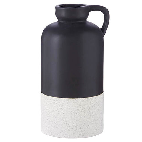 Home Decor -  12.75" Black Textured Two Tone Jug