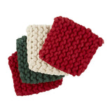 Mudpie Red/Green/White Crochet Coaster Set