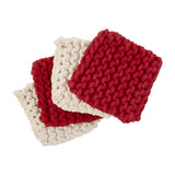 Mudpie Red/White Crochet Coaster Set