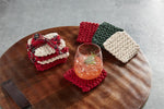 Mudpie Red/Green/White Crochet Coaster Set