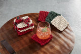 Mudpie Red/Green/White Crochet Coaster Set