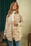 Taupe Plaid Button Down Shacket