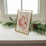 Christmas Decor - 7.25" Santa Print Metal Folding Frame