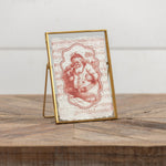 Christmas Decor - 7.25" Santa Print Metal Folding Frame