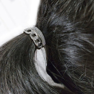 Maya J Bracelet Hair Ties - Silver Link/Grey Cord