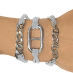 Maya J Bracelet Hair Ties - Silver Link/Grey Cord