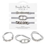 Maya J Bracelet Hair Ties - Silver Link/Grey Cord