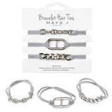 Maya J Bracelet Hair Ties - Silver Link/Grey Cord