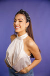 Meghan Gold/Crystal Hoop Earrings
