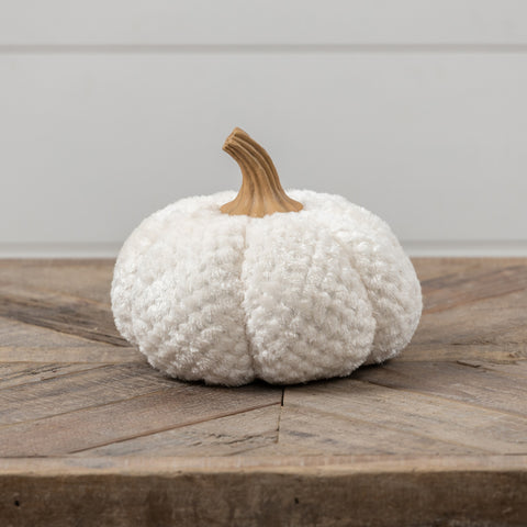 Fall Decor - Small Fuzzy Cream Pumpkin