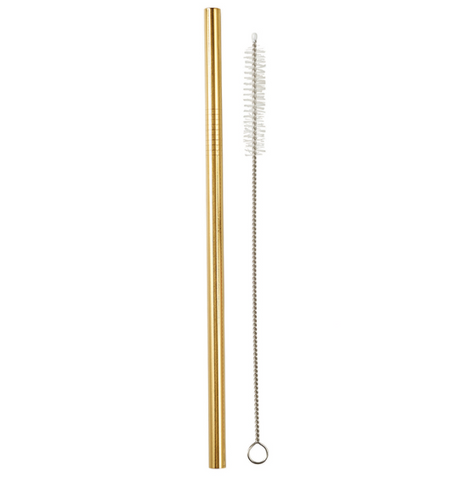 Gold Stainless Steel Straw & Cleaning Brush