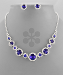 Blue Circle Formal Statement Necklace & Earring Set